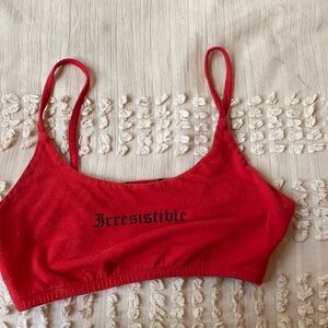 Small red crop top “ irresistible”